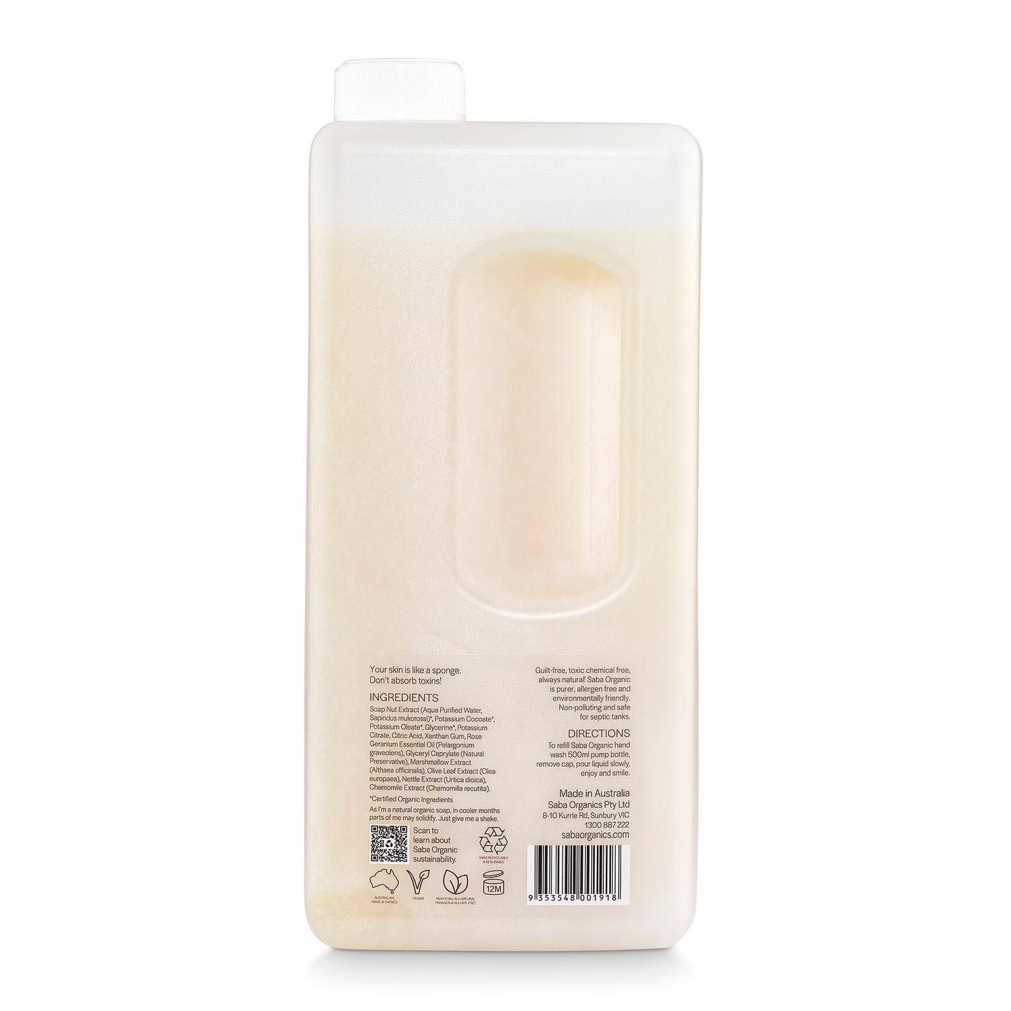 2L Refill - Hand Wash Bergamot, Geranium & Peppermint